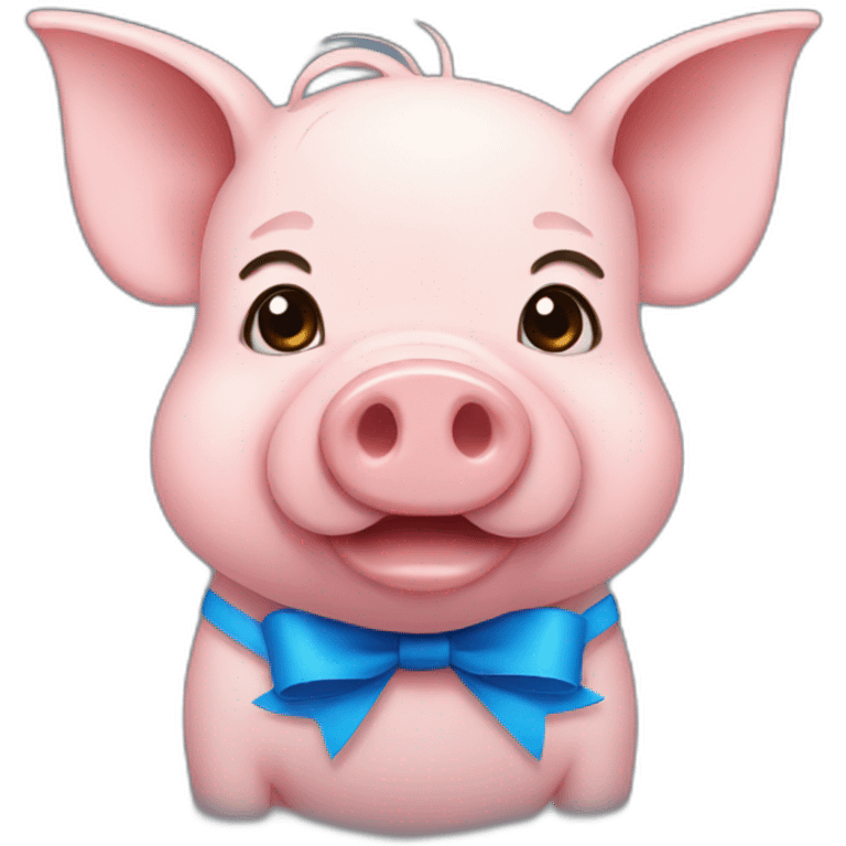 Pig with blue bow emoji