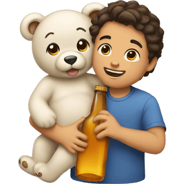 jj with a bear cub and a bottle  emoji