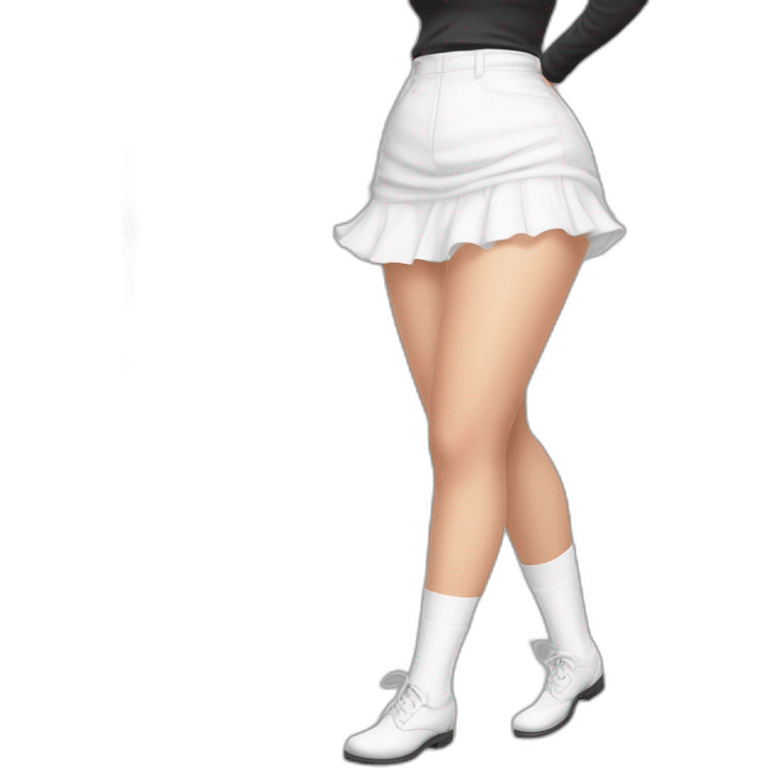 full-body-back-view-curvy-caucasian-beauty-skirt-lifted-by-the-wind-white-knickers and long socks emoji