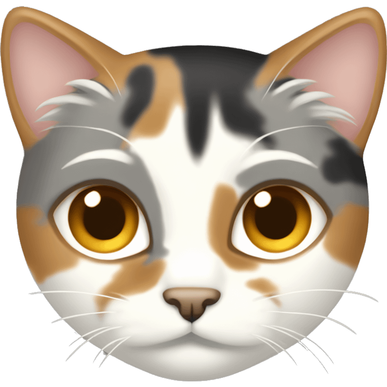 CALICO CAT WITH LIGHT GRAY LIGHT BROWN WHITE AND TAN FUR PATTERN  emoji