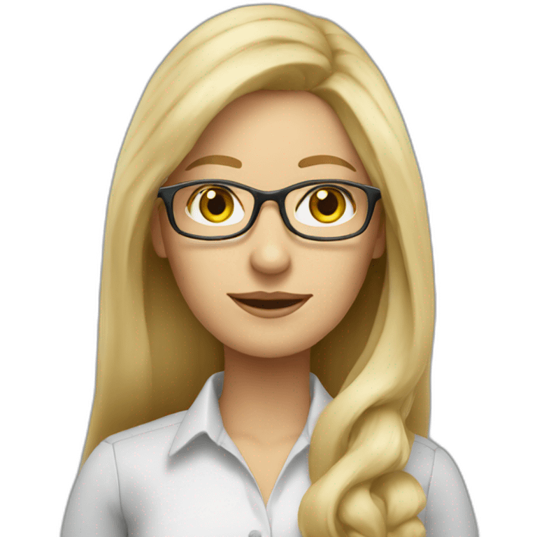 blonde long hair woman accountant with glasses emoji