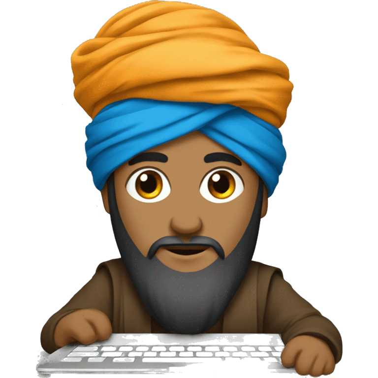 A caliph with turban writing in a laptop emoji