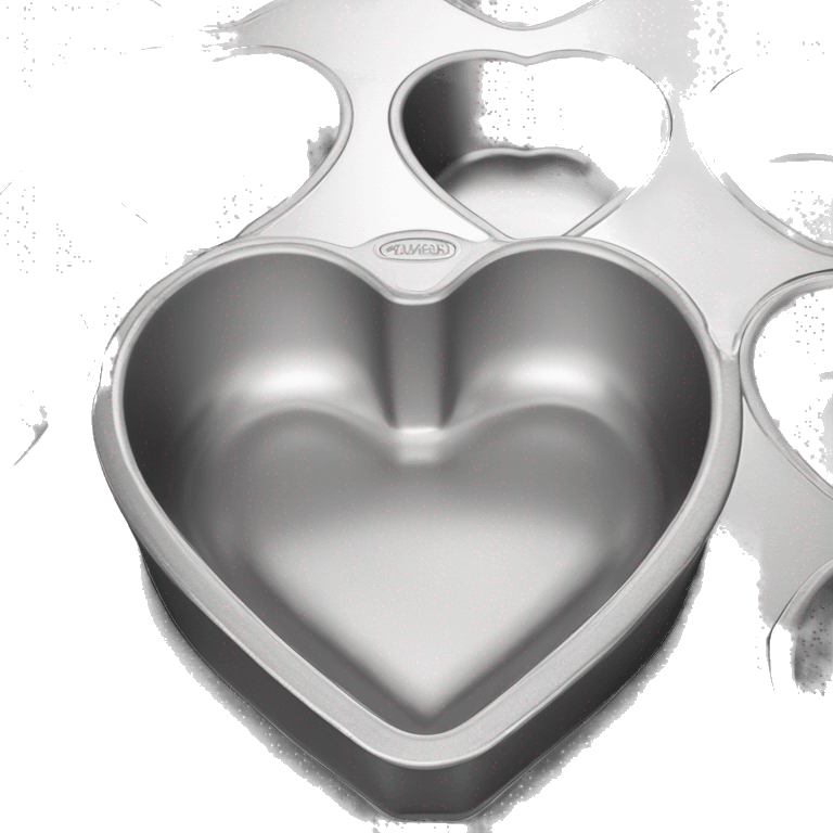 Realistic flat silver metallic heart shaped muffin pan emoji