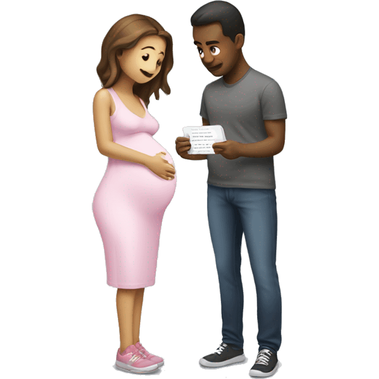 couple looking at pregnancy test emoji