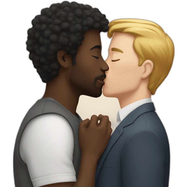 White guy kisses a black guy emoji