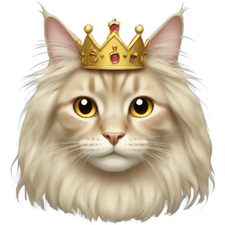 Long hair cat with crown emoji