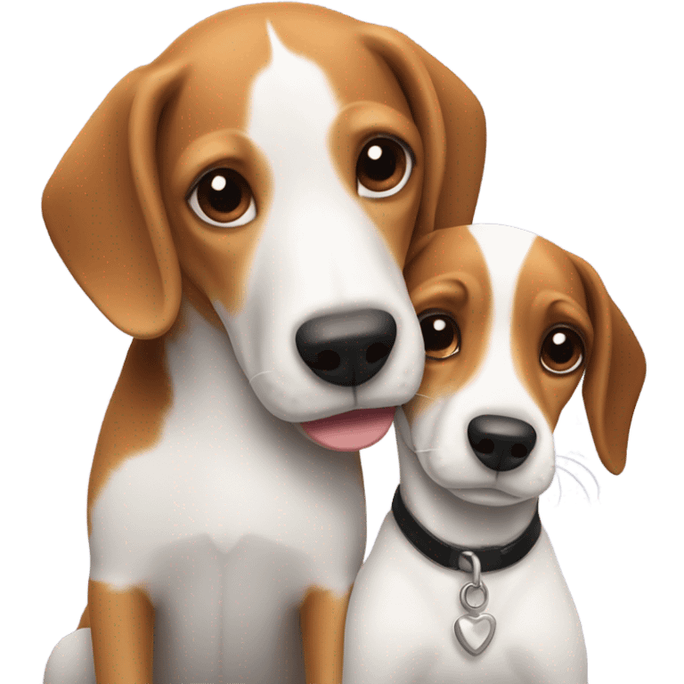 Beagle and a jack Russel hugging emoji