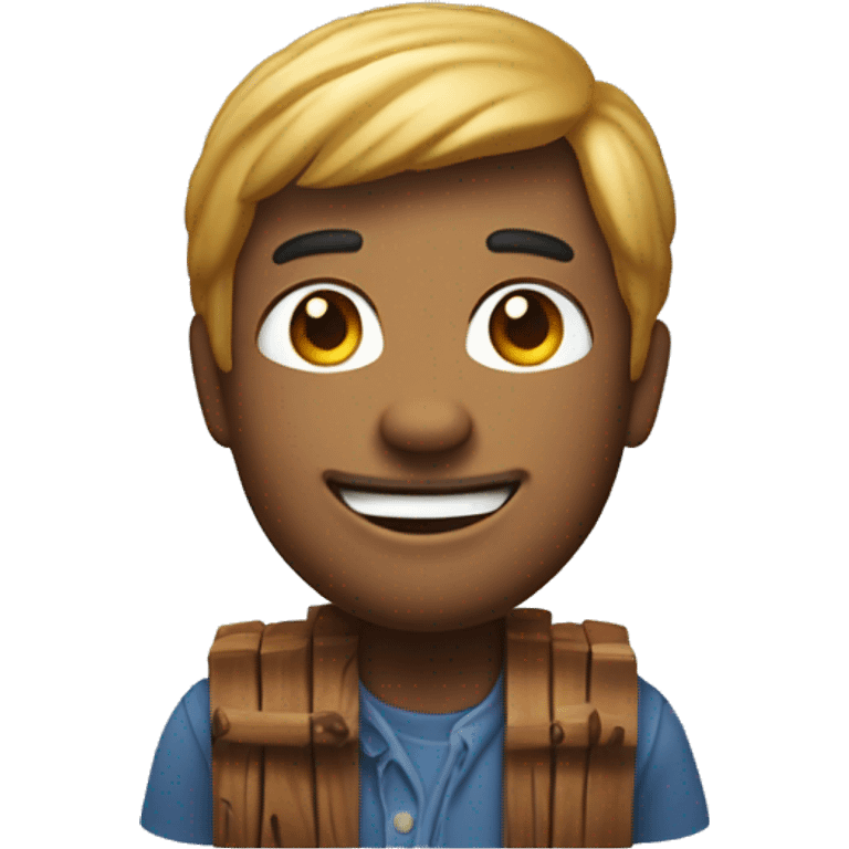 one 3d characters like the apple memoji design style dressed like a timber crossing arm with a smile face emoji