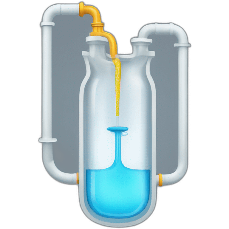 A siphon emoji consists of two containers, one higher than the other, connected by a tube. Liquid flows from the higher container to the lower one, representing the operation of a siphon emoji