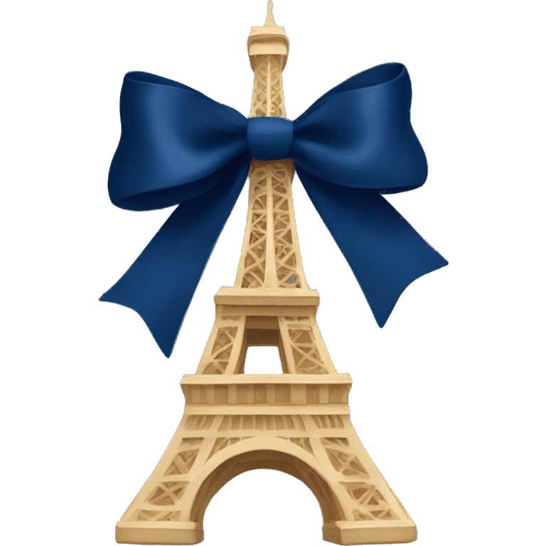 Eiffel Tower with a navy blue bow on it emoji