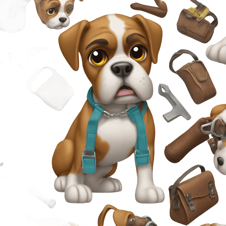 Boxer dog with tool bag  emoji