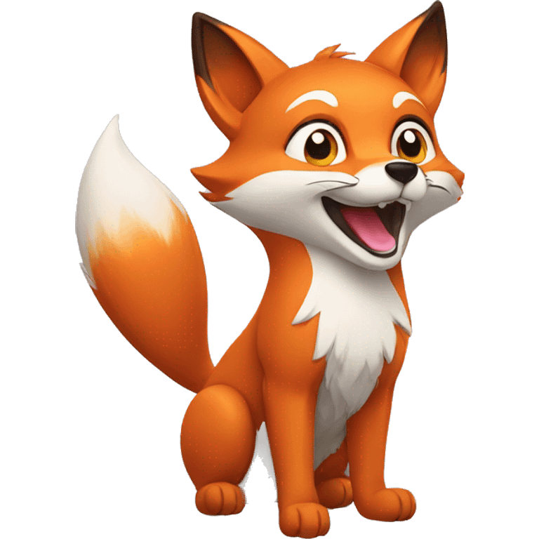 fox greeting with waving paws emoji