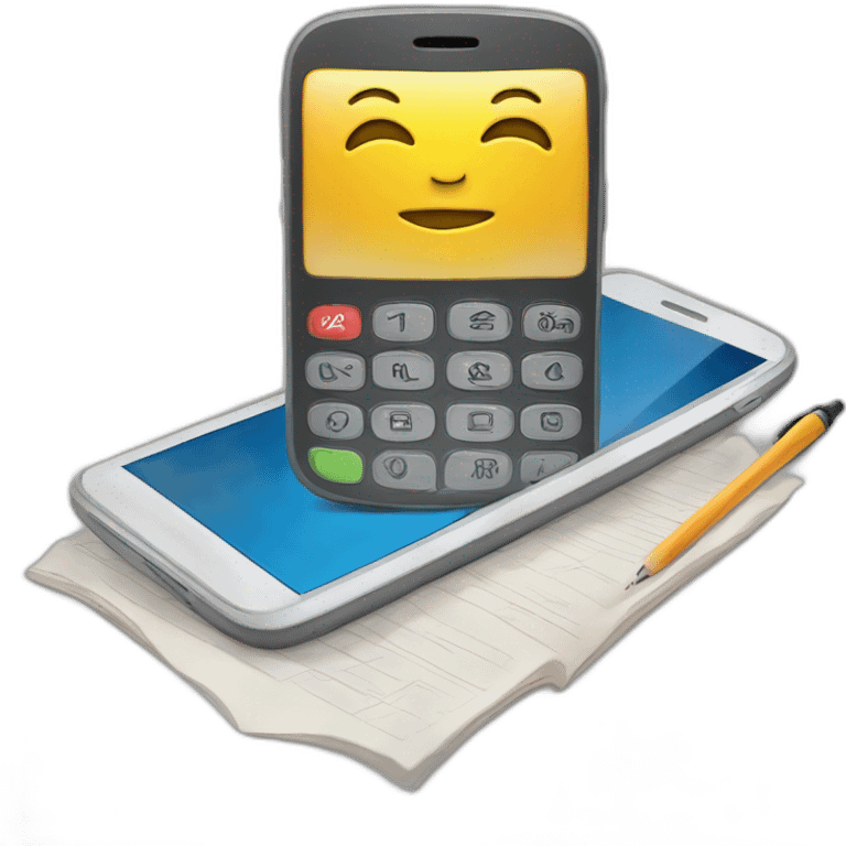 a mobile phone on top of an exam emoji