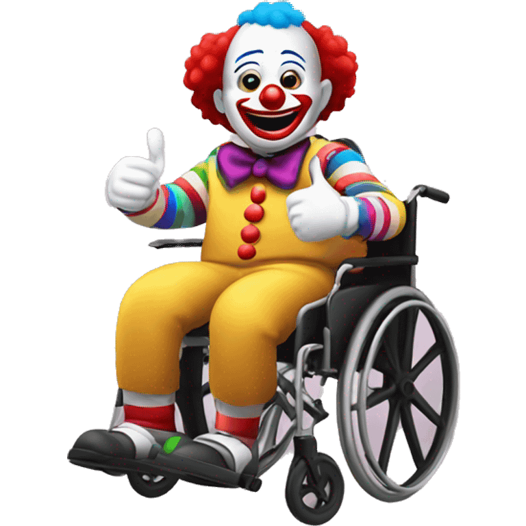 Clown doing a thumbs up on a wheelchair with no legs emoji