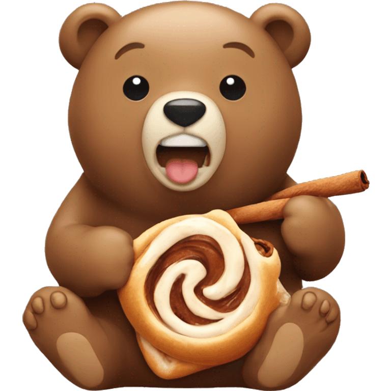 bear eating a cinnamon roll emoji