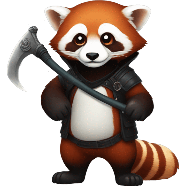 red panda  as reaper with scythe emoji