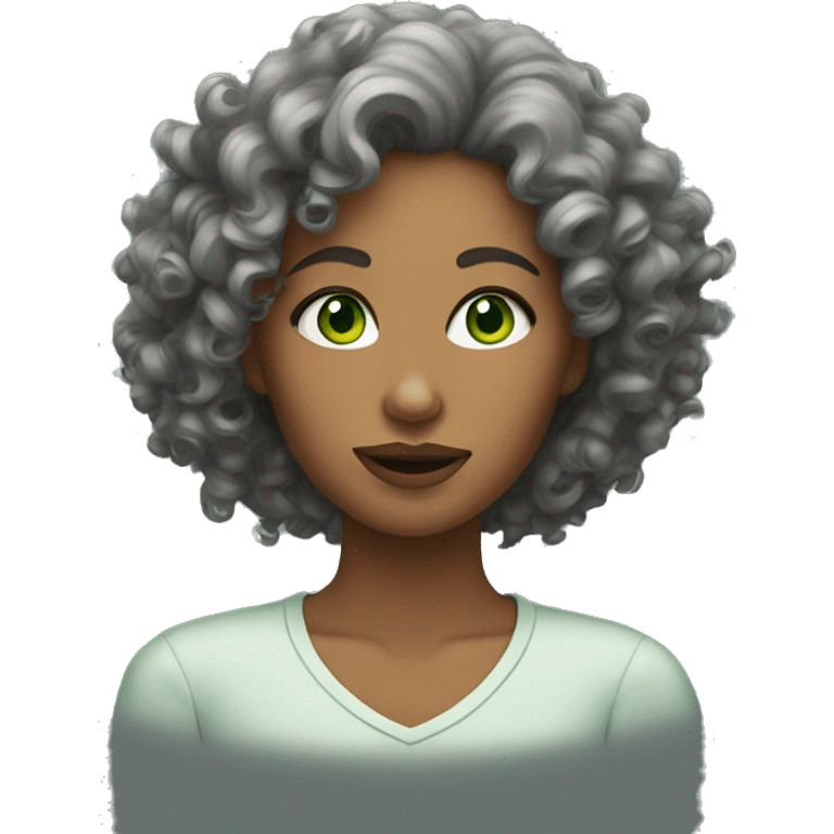 woman with green eyes and curly hair emoji