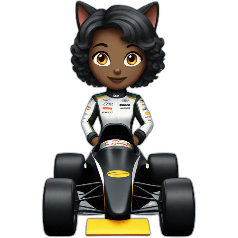 Black cat girl in f1 car emoji