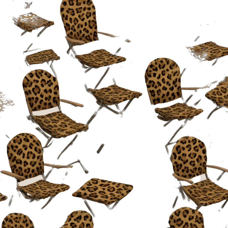 Realistic leopard print pattern camping folding chair isolated.  emoji