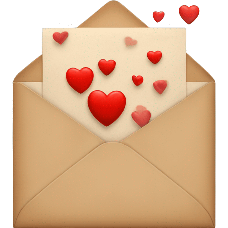 Tan envelope with red hearts all around  emoji