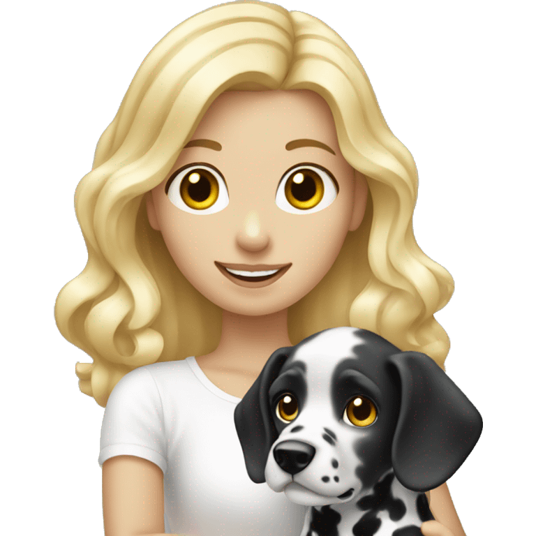 Blonde girl holding a Dalmatian  emoji