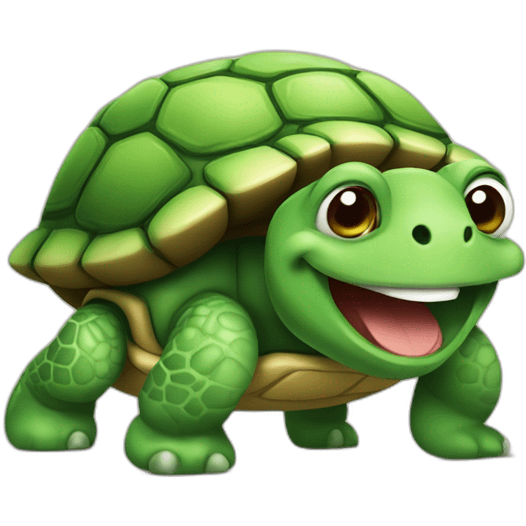 turtle with funny smile emoji