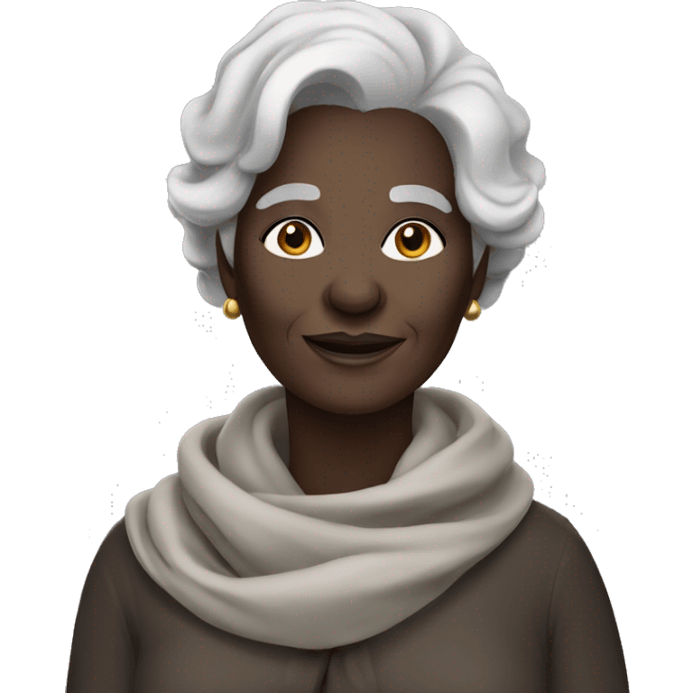 Beautiful darkskin old woman with scarf with dark grey hair emoji