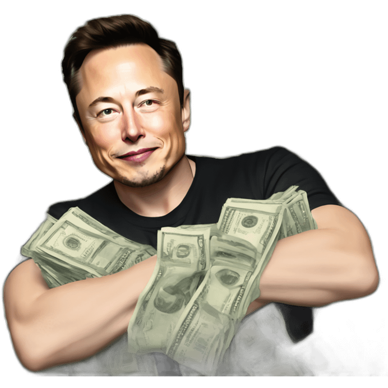 Elon musk flexing bands of money cash emoji