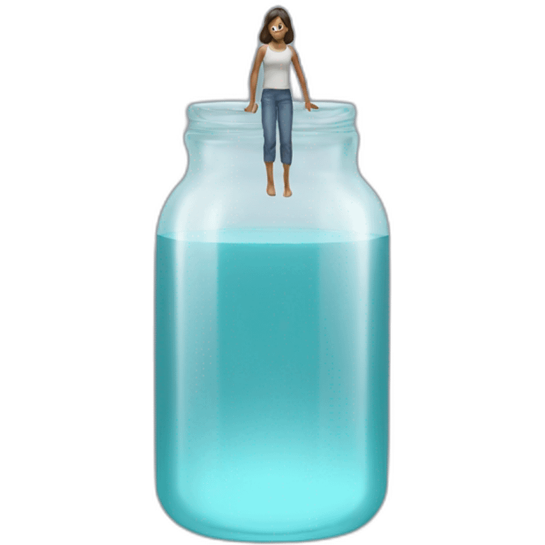 human standing over an ((empty transparent jar)),only legs visible emoji