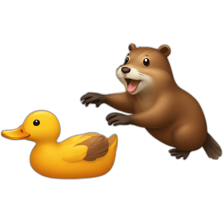 beaver chasing a duck emoji