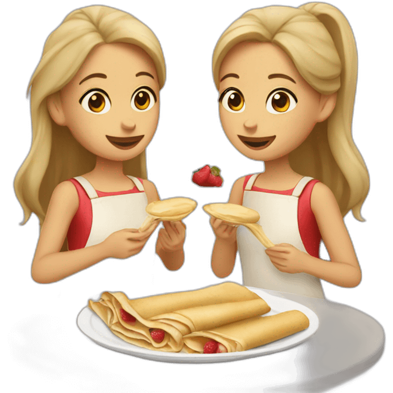 2 girls eating crepes  emoji