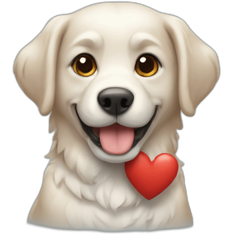 dog with a heart near emoji