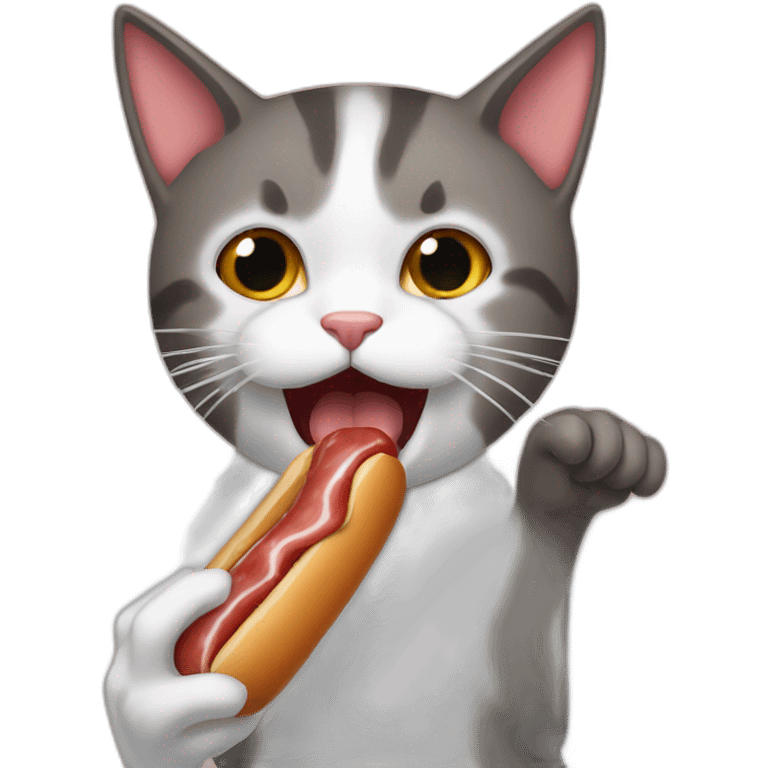 Gato comiendo salchichas emoji