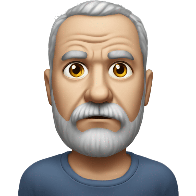 Photorealism A plump serious man of Slavic appearance with litle eyes with beard and mustache, with a  short haircut, big detailed face, wrinkled face emoji