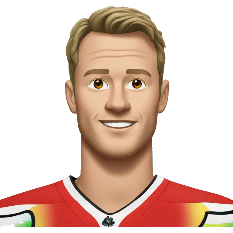 Jonathan Toews beach bum with rainbow background emoji