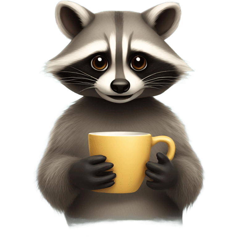 Raccoon holding a cup of coffee emoji