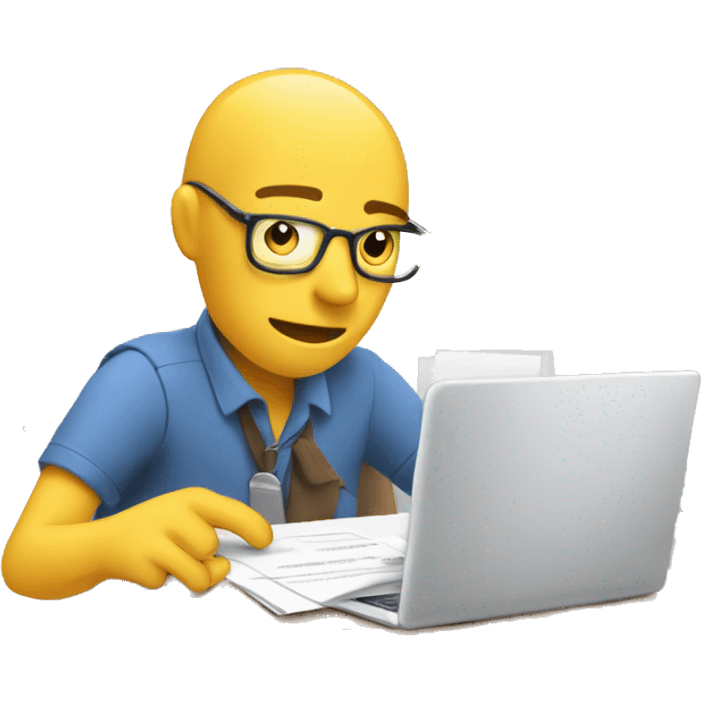 person with many arms filling out paperwork and working on a computer emoji