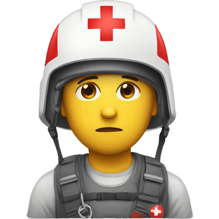 Sad Guy with Red Cross helmet emoji