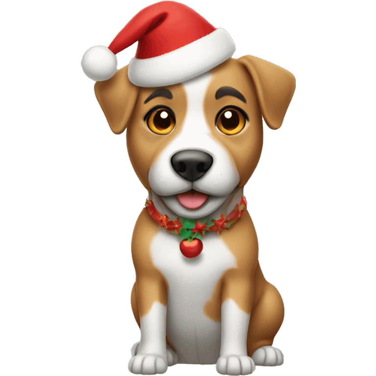 A dog with a christmas hat  emoji