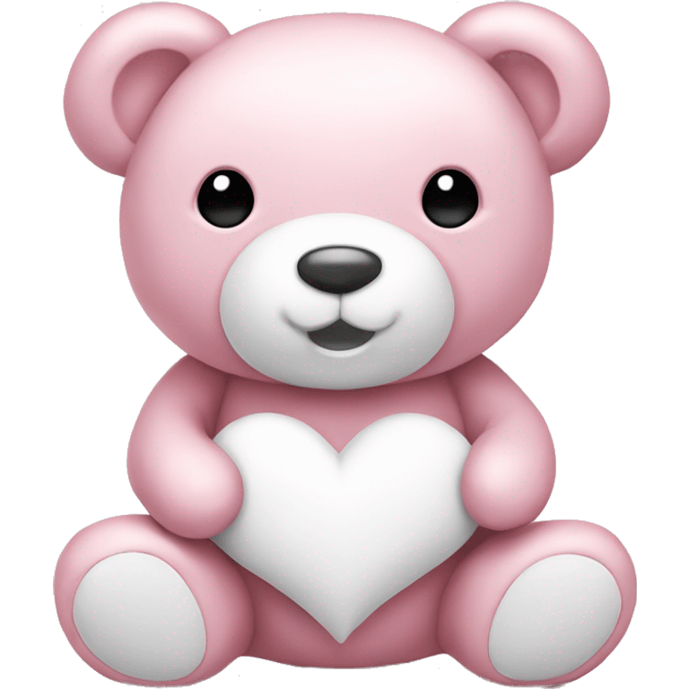 Light pink teddy bear with white heart emoji