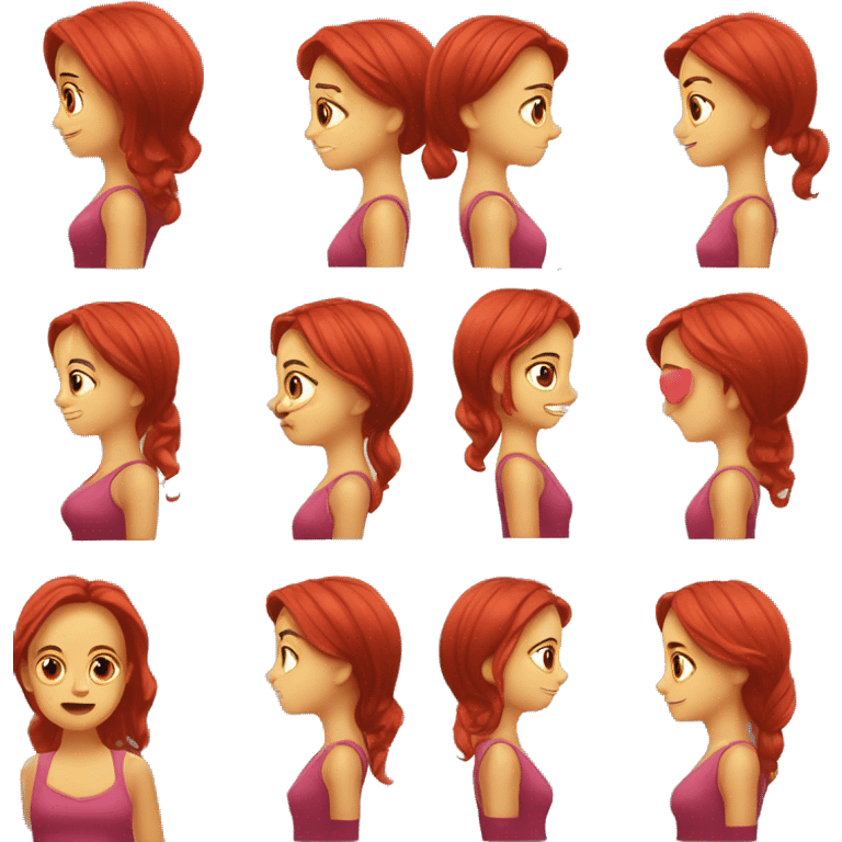 Una chica con el pelo rojo y un lazo en el pelo  emoji