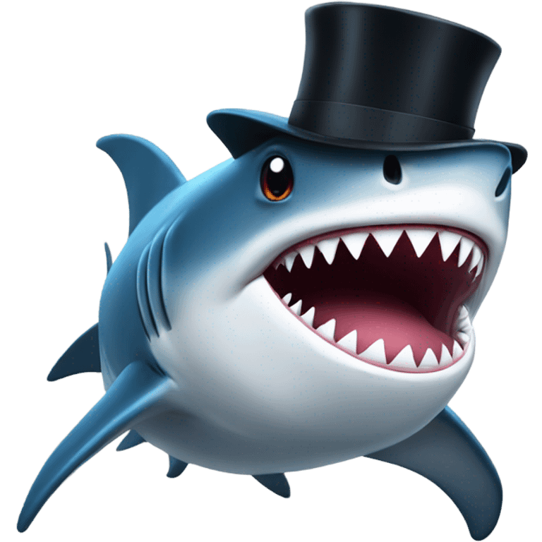 Shark with a top hat emoji