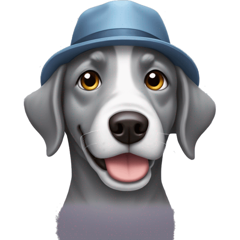 Pedro the gray dog all graybue eyes. Mstbe wearing a hat emoji