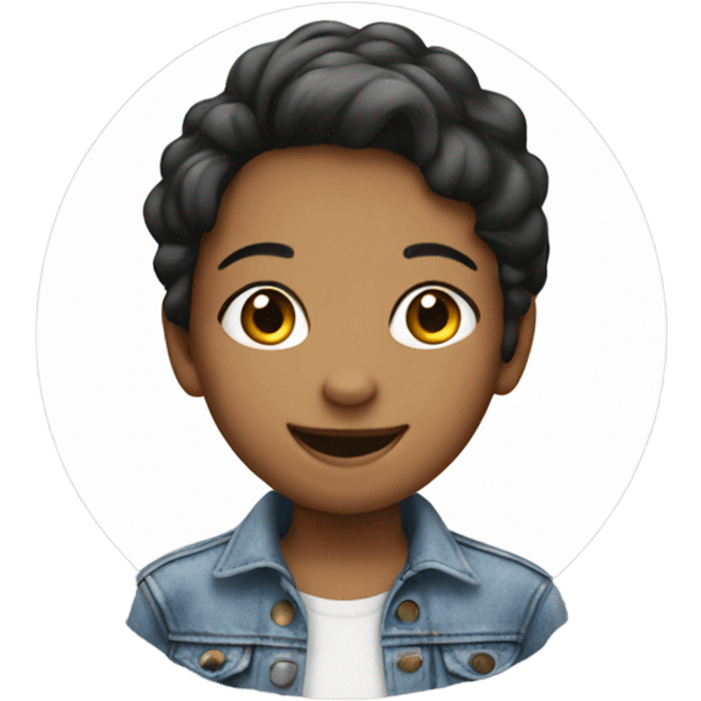 smiling girl in denim jacket emoji