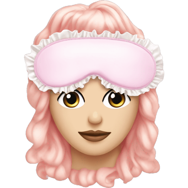 Light pink Frilly satin sleep mask no eyes emoji