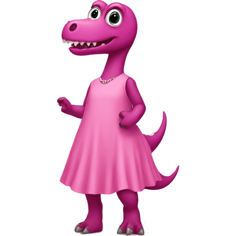 Pink dinosaur in a dress emoji