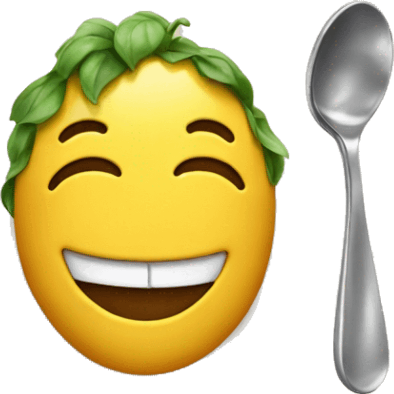 smiling emoji with a spoon emoji