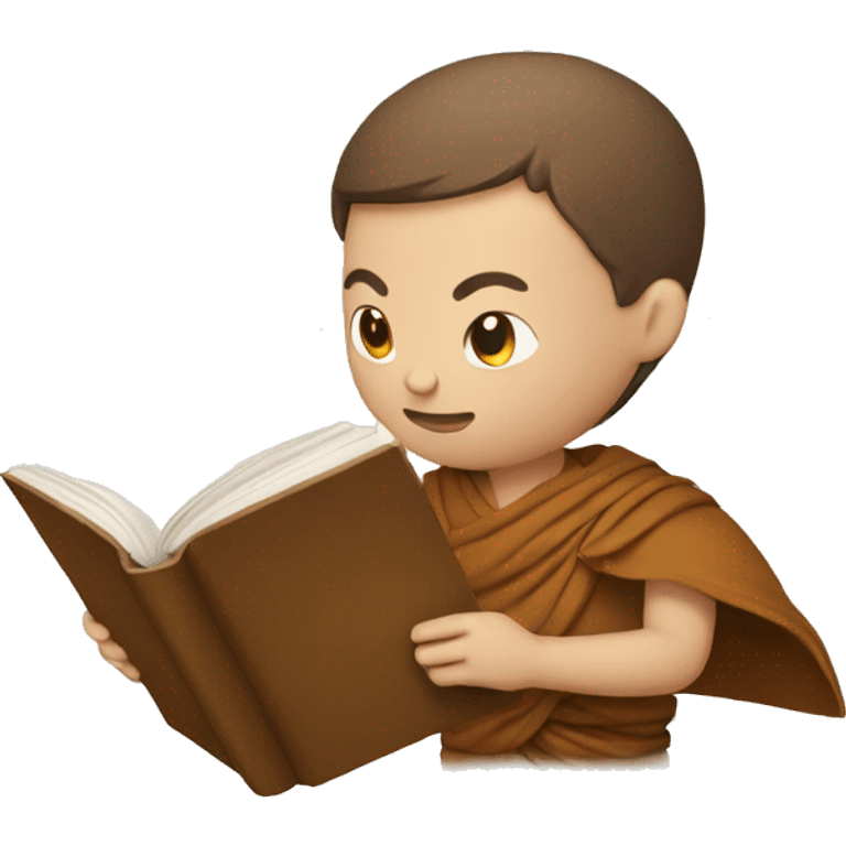 human monk with brown hair holding a book  emoji