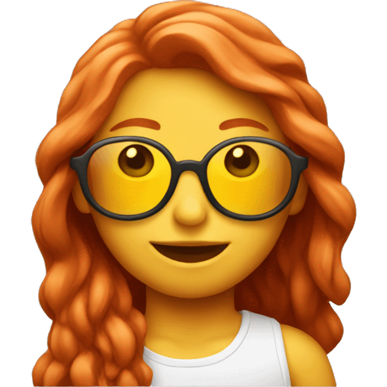 Red head with sun glasez emoji