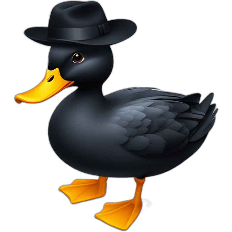 black duck with hat emoji